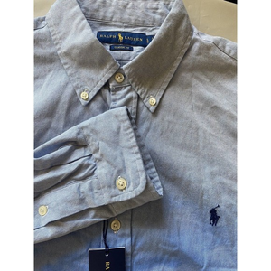 Ralph Lauren Classic Blue Hawaiian Denim Long Sleeve Button Down Shirt- Size L‎